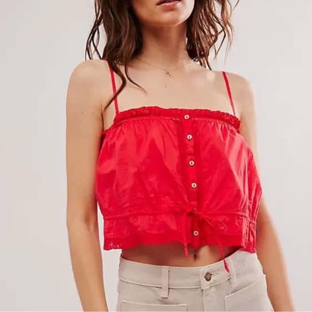 FREE PEOPLE Wistful Daydream Convertible Camisole red sz m new no hang tag